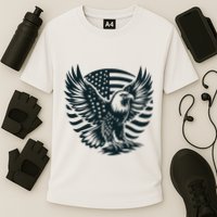 Eagle With American Flag Cooling Performance Crew T-Shirt