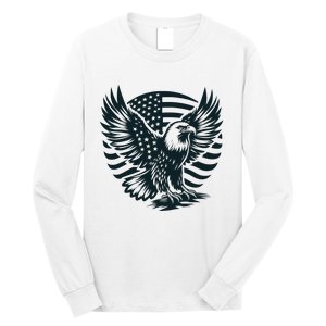 Eagle With American Flag Long Sleeve Shirt