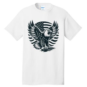 Eagle With American Flag Tall T-Shirt