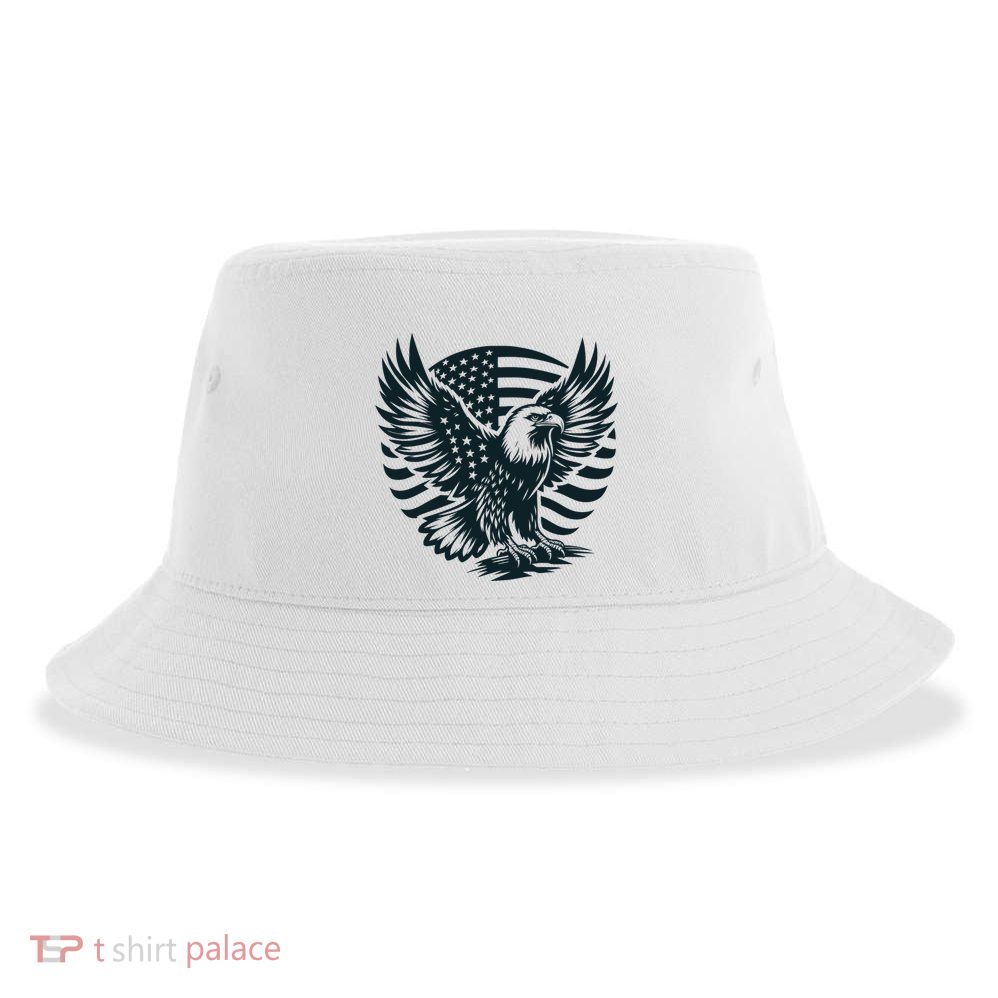 Eagle With American Flag Sustainable Bucket Hat