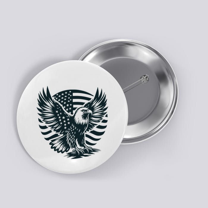 Eagle With American Flag Button