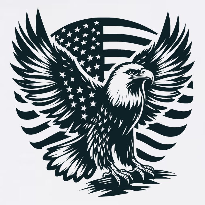 Eagle With American Flag Button