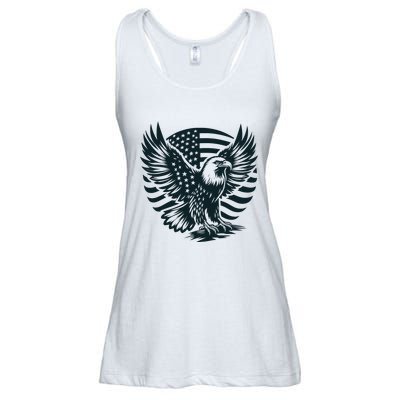 Eagle With American Flag Ladies Essential Flowy Tank