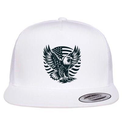 Eagle With American Flag Flatbill Hat