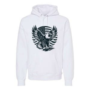 Eagle With American Flag Premium Hoodie