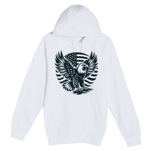 Eagle With American Flag Premium Pullover Hoodie