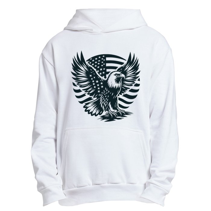 Eagle With American Flag Urban Pullover Hoodie