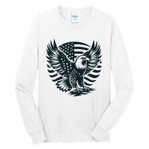 Eagle With American Flag Tall Long Sleeve T-Shirt