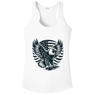 Eagle With American Flag Ladies PosiCharge Competitor Racerback Tank