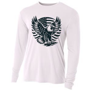 Eagle With American Flag Cooling Performance Long Sleeve Crew