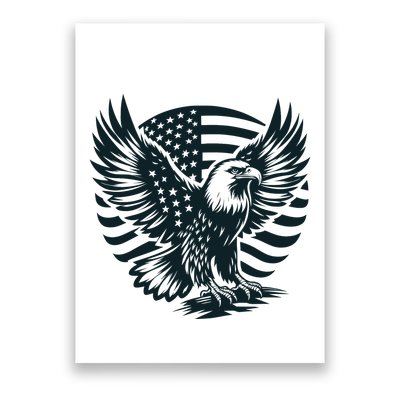 Eagle With American Flag Poster