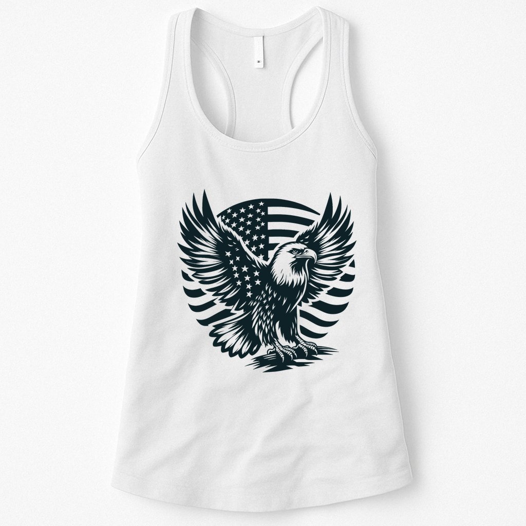 Eagle With American Flag Womens Tank Top