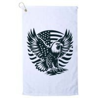 Eagle With American Flag Golf Towel