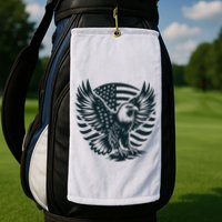 Eagle With American Flag Golf Towel