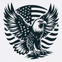 Eagle With American Flag Golf Towel