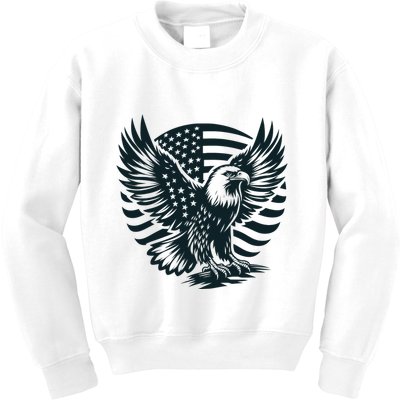 Eagle With American Flag Kids Sweatshirt