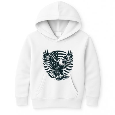 Eagle With American Flag Kids Hoodie