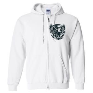 Eagle With American Flag Full Zip Hoodie