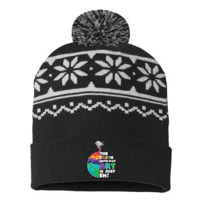 Earth Without Art Is Just Eh Planet Art Earth Day USA-Made Snowflake Beanie