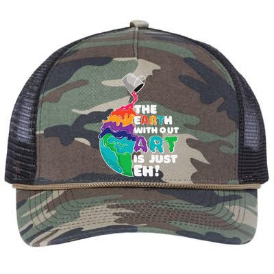 Earth Without Art Is Just Eh Planet Art Earth Day Retro Rope Trucker Hat Cap