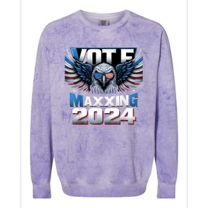 Eagle With American Flag Glasses Vote Maxing 2024 Colorblast Crewneck Sweatshirt