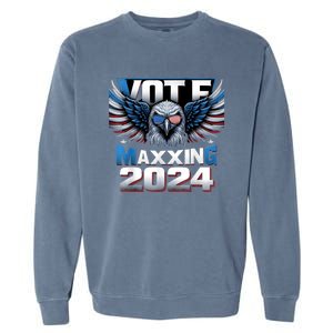 Eagle With American Flag Glasses Vote Maxing 2024 Garment-Dyed Sweatshirt