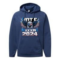 Eagle With American Flag Glasses Vote Maxing 2024 Performance Fleece Hoodie