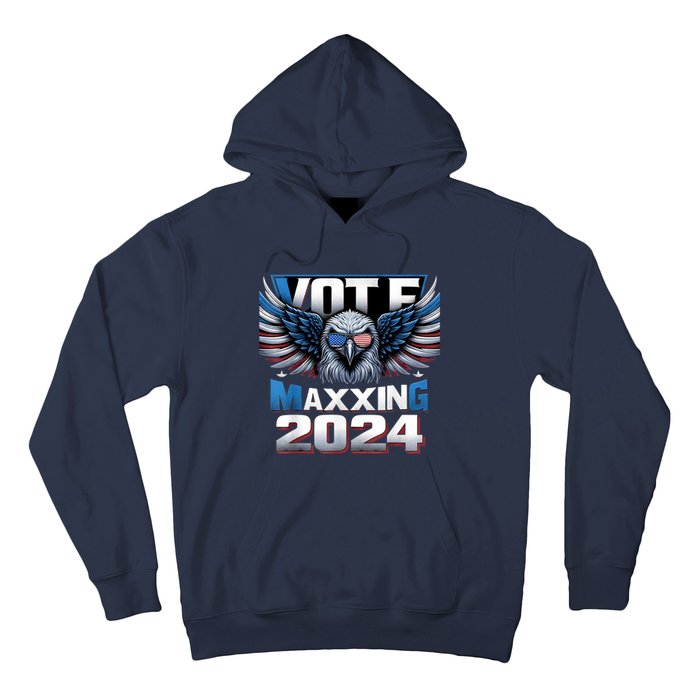 Eagle With American Flag Glasses Vote Maxing 2024 Hoodie