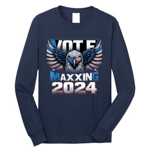 Eagle With American Flag Glasses Vote Maxing 2024 Long Sleeve Shirt