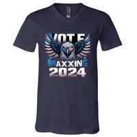 Eagle With American Flag Glasses Vote Maxing 2024 V-Neck T-Shirt