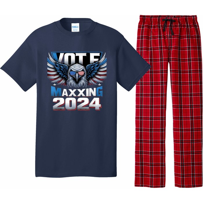 Eagle With American Flag Glasses Vote Maxing 2024 Pajama Set