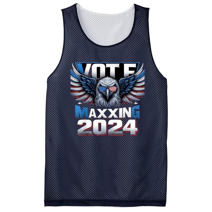 Eagle With American Flag Glasses Vote Maxing 2024 Mesh Reversible Basketball Jersey Tank