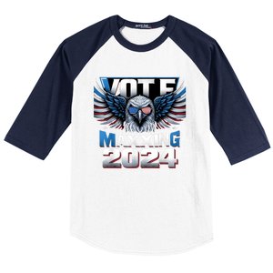 Eagle With American Flag Glasses Vote Maxing 2024 Baseball Sleeve Shirt