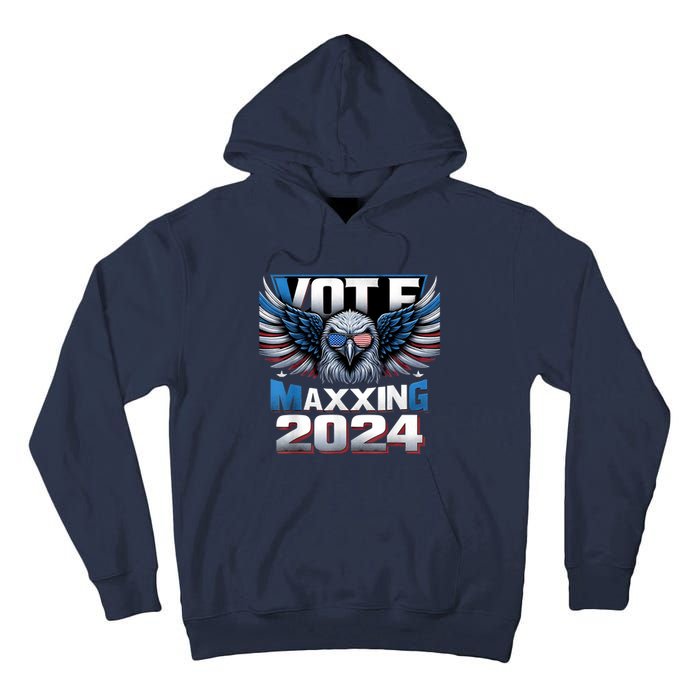 Eagle With American Flag Glasses Vote Maxing 2024 Tall Hoodie