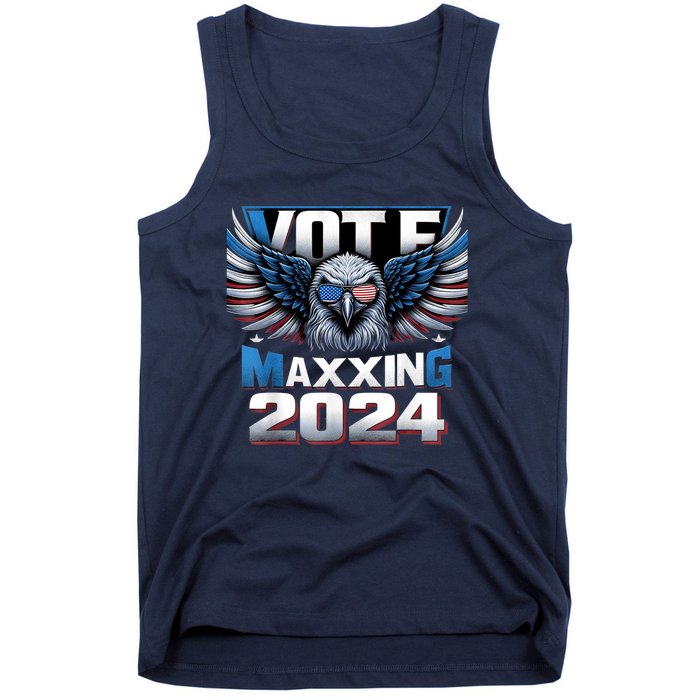 Eagle With American Flag Glasses Vote Maxing 2024 Tank Top