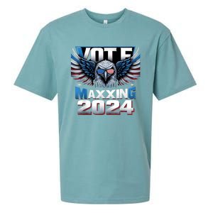 Eagle With American Flag Glasses Vote Maxing 2024 Sueded Cloud Jersey T-Shirt