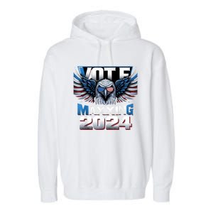 Eagle With American Flag Glasses Vote Maxing 2024 Garment-Dyed Fleece Hoodie