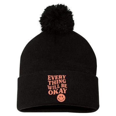 Everything Will Be Okay Pom Pom 12in Knit Beanie
