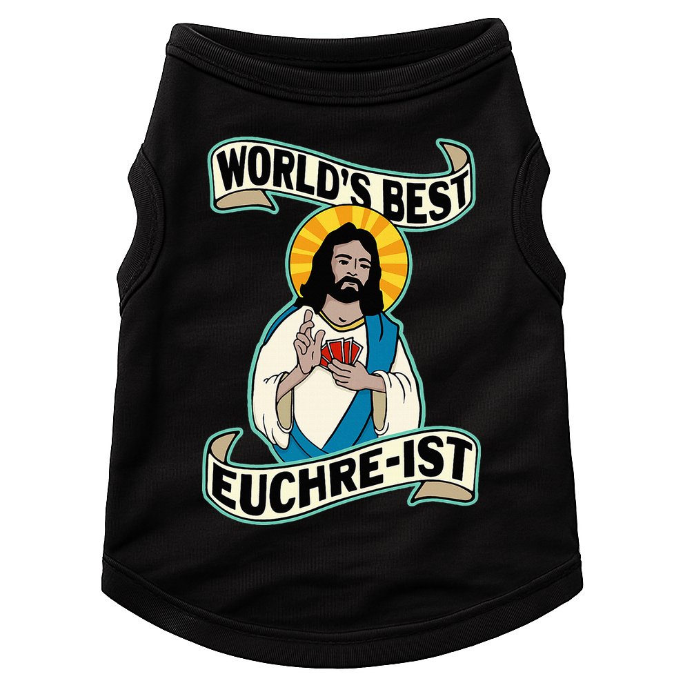 Euchre WorldS Best Euchre Ist Jesus Pun Doggie Tank