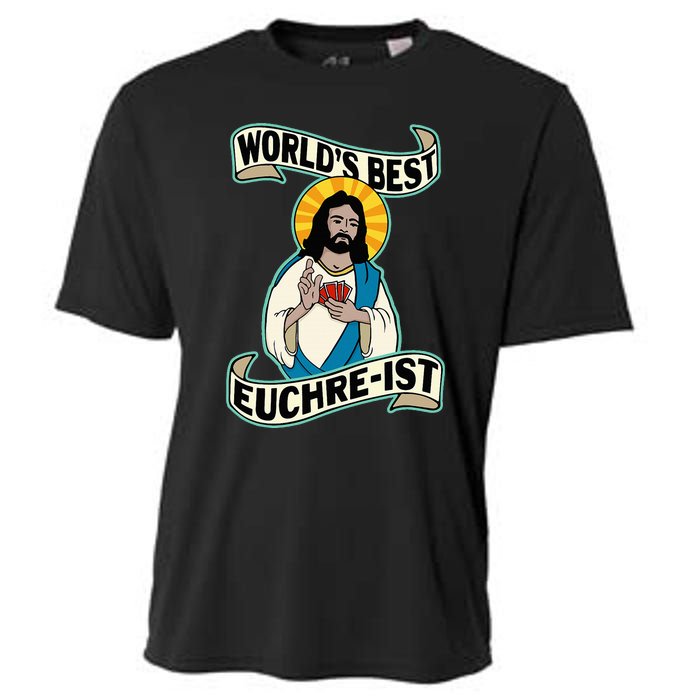 Euchre WorldS Best Euchre Ist Jesus Pun Cooling Performance Crew T-Shirt