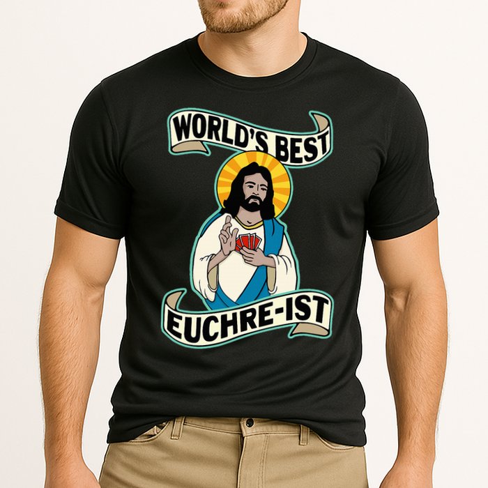 Euchre WorldS Best Euchre Ist Jesus Pun Cooling Performance Crew T-Shirt