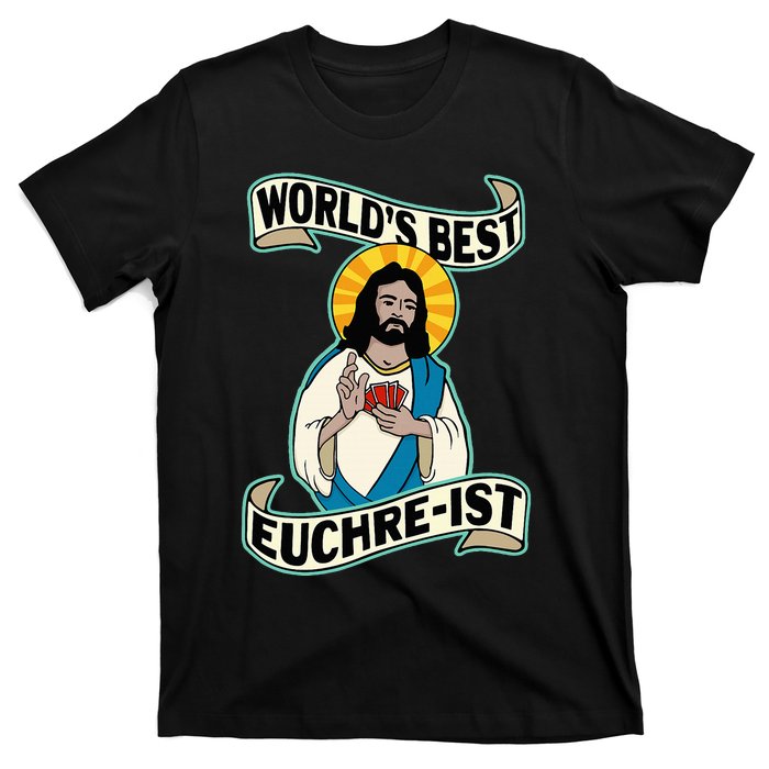 Euchre WorldS Best Euchre Ist Jesus Pun T-Shirt