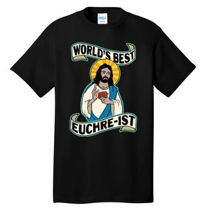 Euchre WorldS Best Euchre Ist Jesus Pun Tall T-Shirt