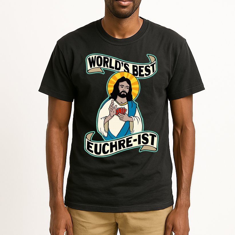 Euchre WorldS Best Euchre Ist Jesus Pun Tall T-Shirt