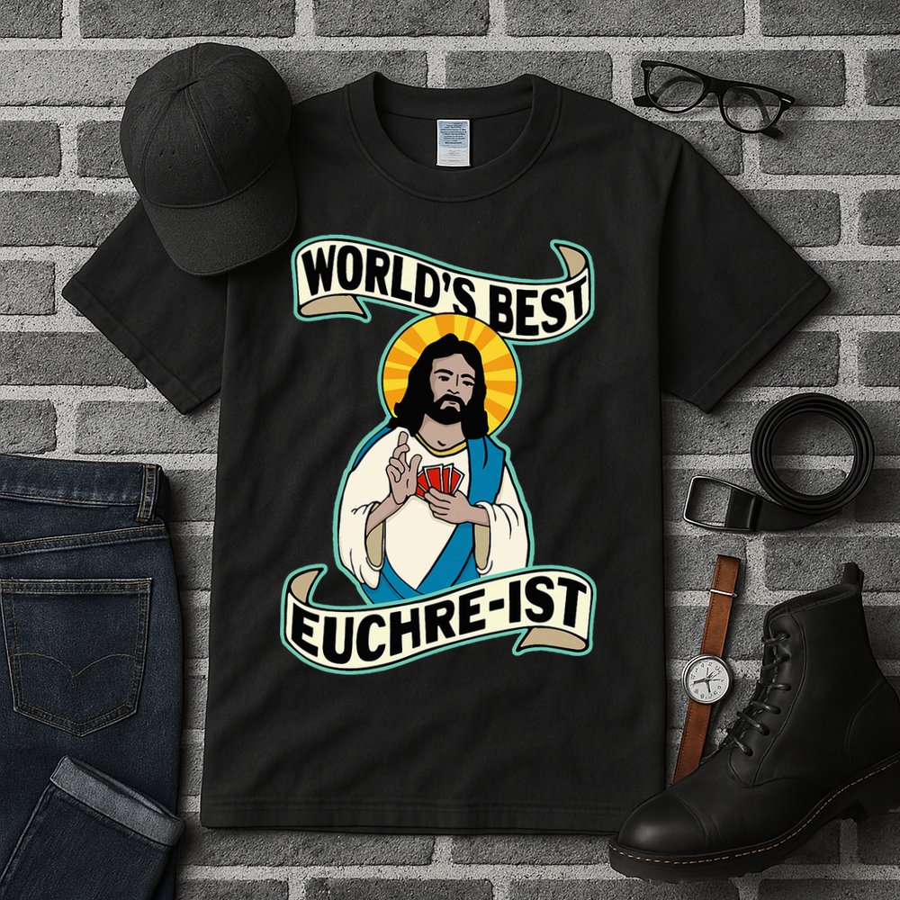 Euchre WorldS Best Euchre Ist Jesus Pun Tall T-Shirt
