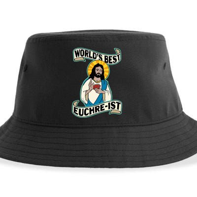 Euchre WorldS Best Euchre Ist Jesus Pun Sustainable Bucket Hat