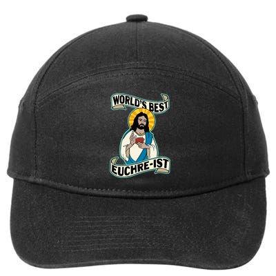 Euchre WorldS Best Euchre Ist Jesus Pun 7-Panel Snapback Hat