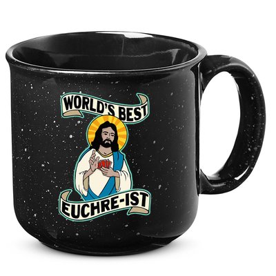 Euchre WorldS Best Euchre Ist Jesus Pun 15oz Campfire Ceramic Mug