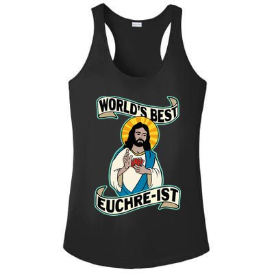Euchre WorldS Best Euchre Ist Jesus Pun Ladies PosiCharge Competitor Racerback Tank