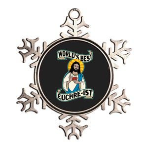 Euchre WorldS Best Euchre Ist Jesus Pun Metallic Star Ornament